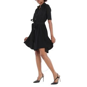 NWT Burberry Black Cammie Belted Jersey Shirtdress Size 8